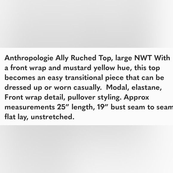 Anthropologie Saturday Sunday Ally Ruched Top, large NWT - Picture 13 of 13